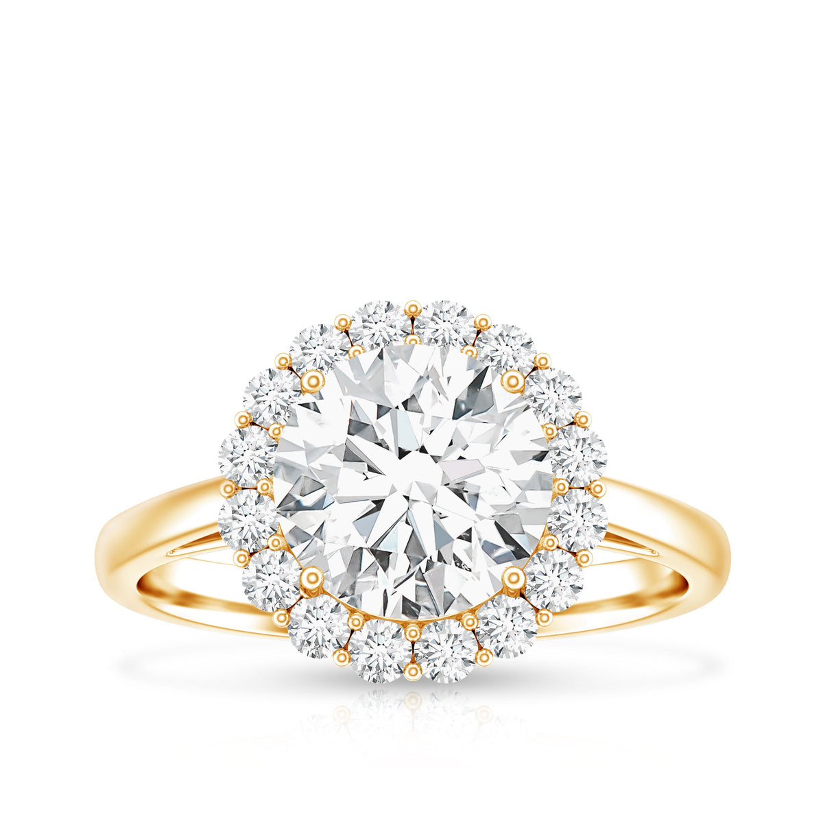 Anillo de compromiso grande clásico con moissanita de talla redonda