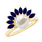 Anillo de compromiso de perlas cultivadas de agua dulce de 3 quilates con zafiro azul