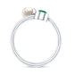 Real Freshwater Pearl and Emerald Toi et Moi Promise Ring