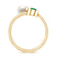 Real Freshwater Pearl and Emerald Toi et Moi Promise Ring