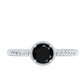 Solitaire 0.45 Carat Black Onyx Engagement Ring with Twisted Rope Design