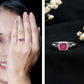 Natural 0.8 Carat Princess Cut Ruby Promise Ring with Celtic Knot