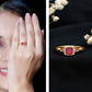 Natural 0.8 Carat Princess Cut Ruby Promise Ring with Celtic Knot