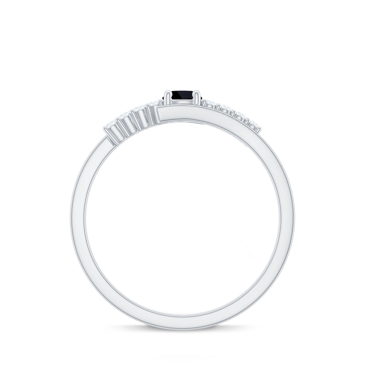 Certified Lab Grown Black and White Diamond Promise Ring with Bypass Shank