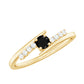 Certified Lab Grown Black and White Diamond Promise Ring with Bypass Shank