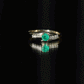 Real Emerald and Diamond Promise Ring with Bypass Shank