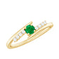 Real Emerald and Diamond Promise Ring with Bypass Shank