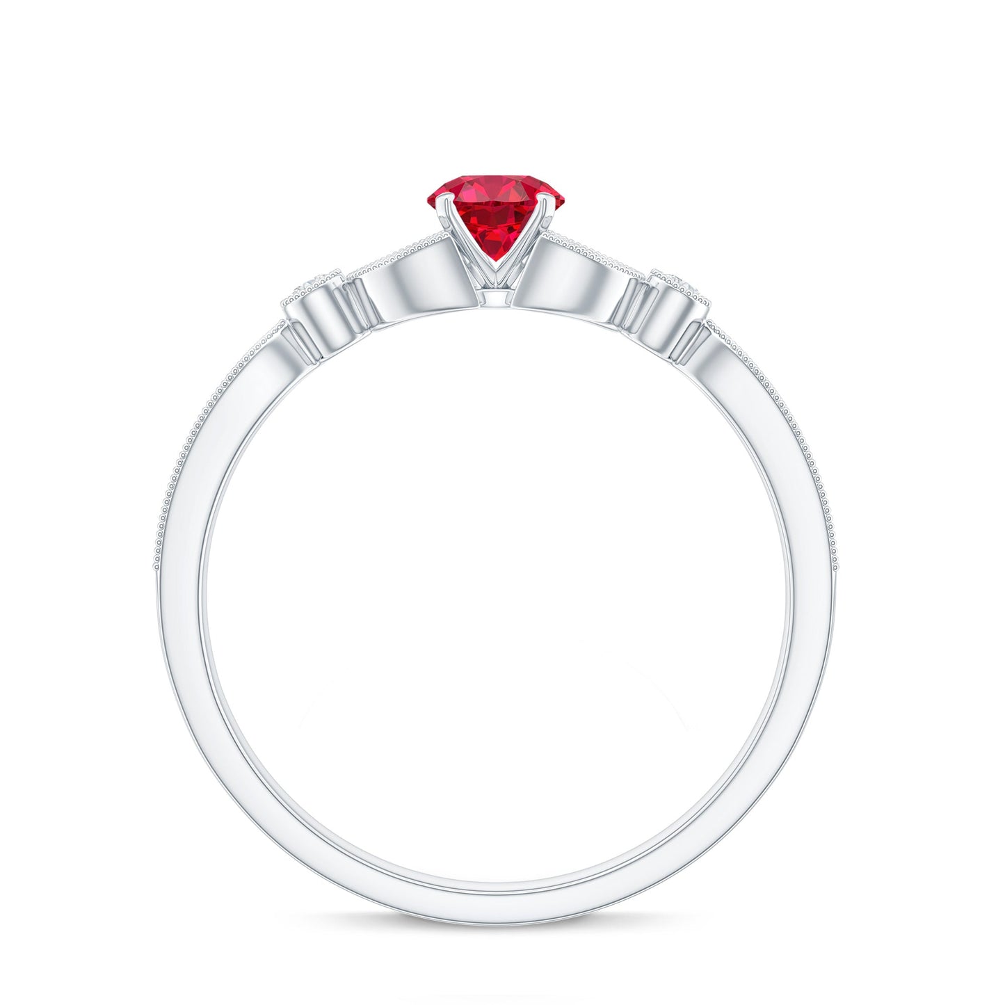 Lab-Lab Grown Ruby and Diamond Minimal Promise Ring
