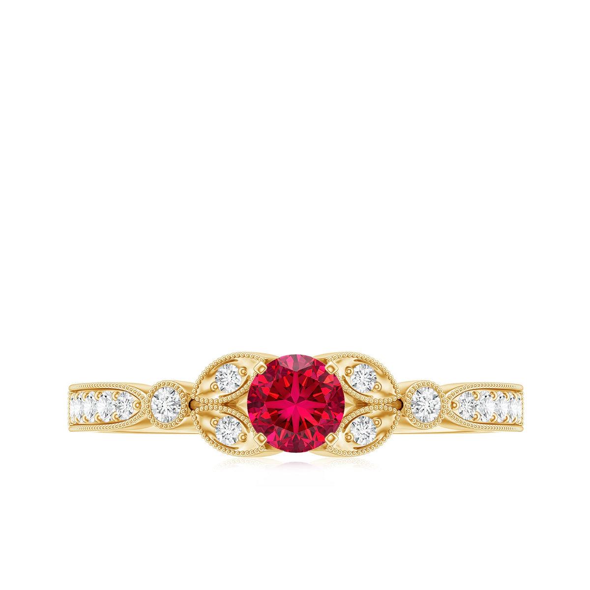 Lab-Lab Grown Ruby and Diamond Minimal Promise Ring