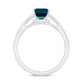 2.2 Carat Emerald Cut London Blue Topaz Side Stone Engagement Ring with Diamond