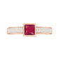 Natural 0.8 Carat Ruby Princess Cut Engagement Ring with Diamond