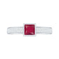 Natural 0.8 Carat Ruby Princess Cut Engagement Ring with Diamond