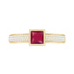 Natural 0.8 Carat Ruby Princess Cut Engagement Ring with Diamond