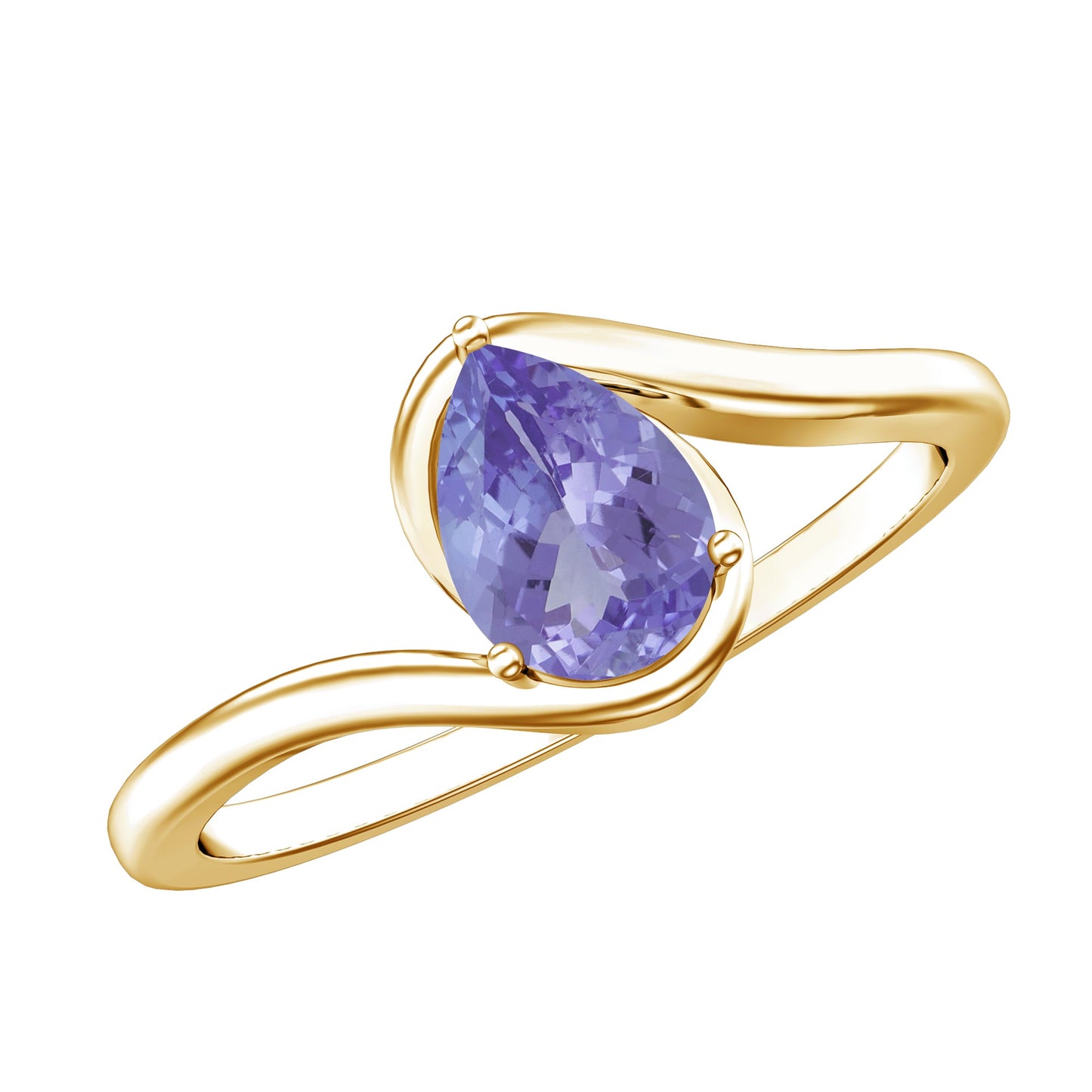 Anillo de compromiso solitario de tanzanita natural con vástago de derivación