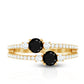 Genuine Black Onyx Two Stone Promise Ring with Diamond
