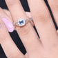 Natural Princess Cut Blue Sapphire Diamond Promise Ring with Infinity Heart Shank