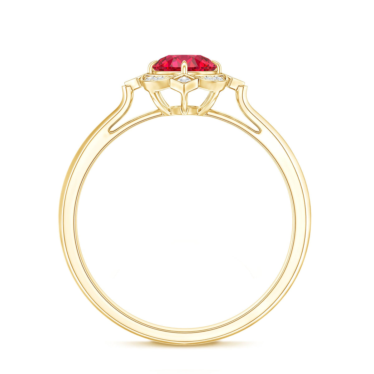 Certified Lab Created Ruby and Diamond Vintage Looking Engagement Ring