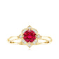 Certified Lab Created Ruby and Diamond Vintage Looking Engagement Ring