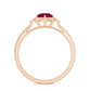 Vintage Style 0.6 Carat Ruby Engagement Ring with Diamond Halo
