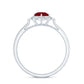Vintage Style 0.6 Carat Ruby Engagement Ring with Diamond Halo