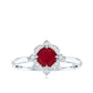 Vintage Style 0.6 Carat Ruby Engagement Ring with Diamond Halo