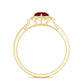 Vintage Style 0.6 Carat Ruby Engagement Ring with Diamond Halo