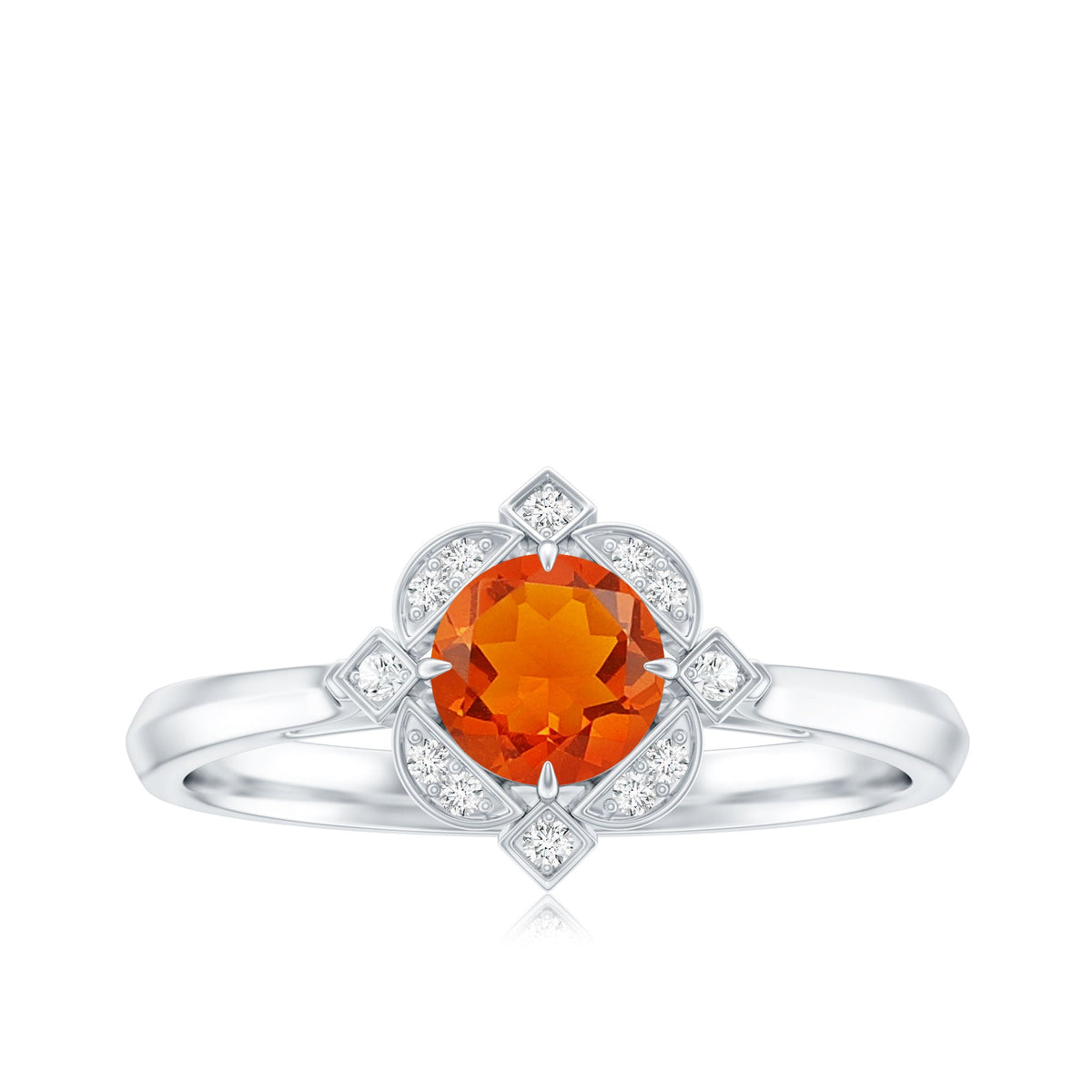 Anillo de compromiso vintage de ópalo de fuego y diamantes de 0,4 quilates