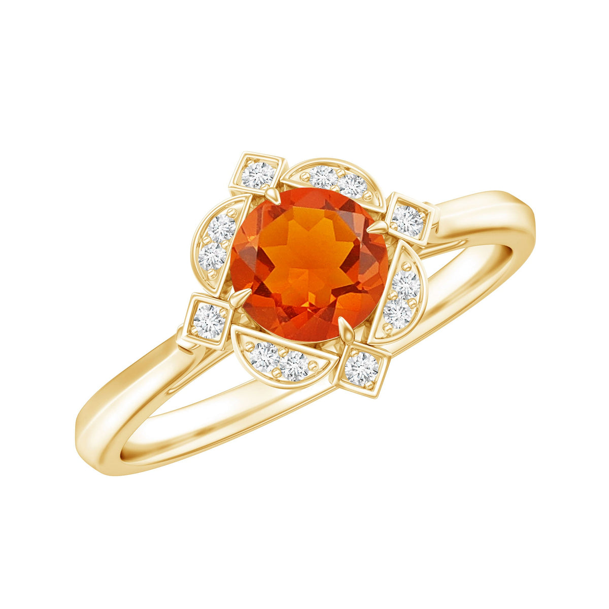 Anillo de compromiso vintage de ópalo de fuego y diamantes de 0,4 quilates
