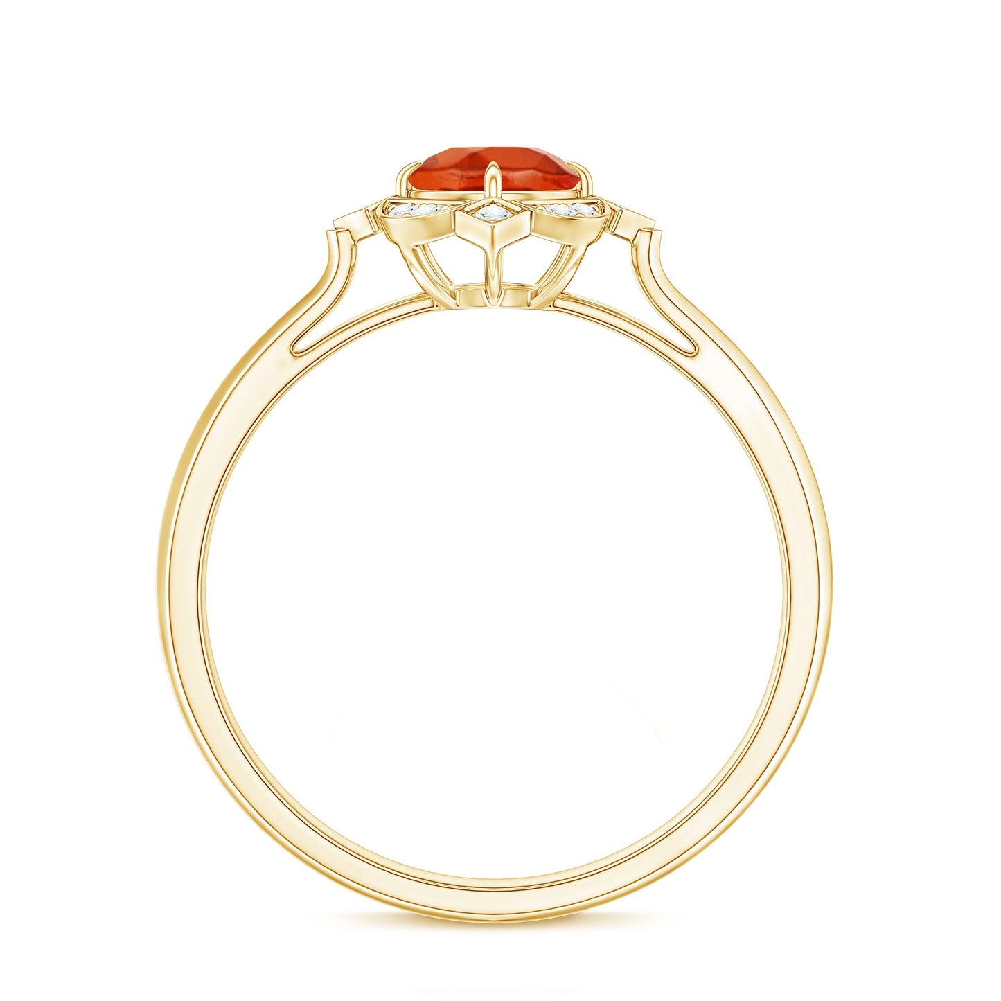 Anillo de compromiso vintage de ópalo de fuego y diamantes de 0,4 quilates