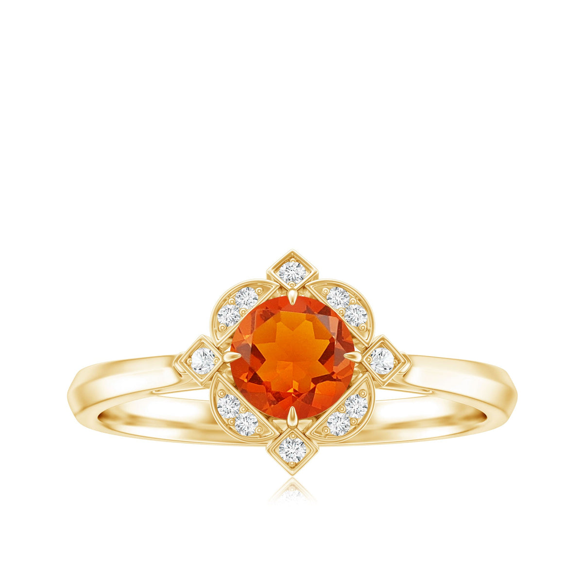 Anillo de compromiso vintage de ópalo de fuego y diamantes de 0,4 quilates
