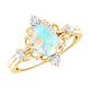 Designer Ethiopian Opal and Diamond  Engagement Ring