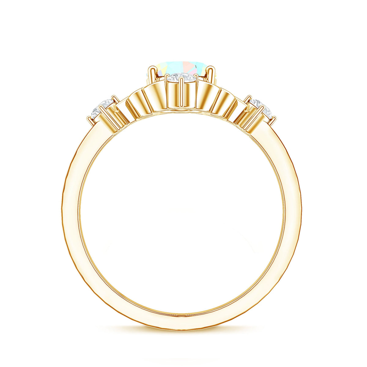 Designer Ethiopian Opal and Diamond  Engagement Ring