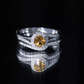 Genuine Citrine Engagement Ring with Diamond Wedding Band