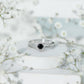 Black Onyx Minimal Wedding Rings Set with Diamond Curved Band