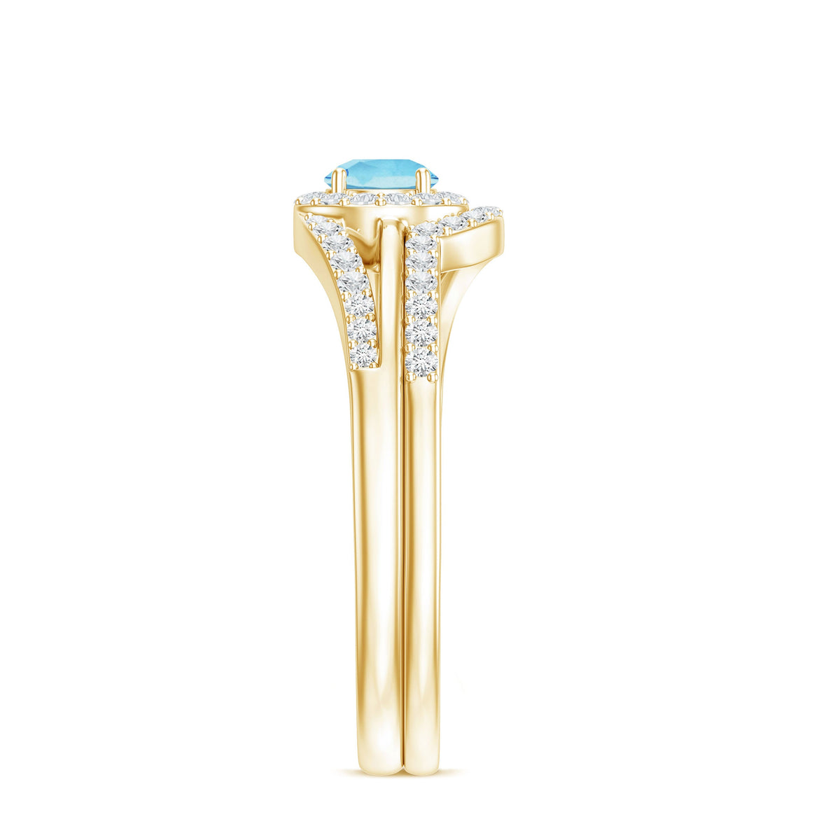 Certified Real Aquamarine Engagement Ring with Diamond Enhancer