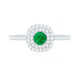 Round Emerald and Diamond Double Halo Engagement Ring