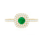 Round Emerald and Diamond Double Halo Engagement Ring