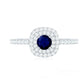0.4 Carat Classic Blue Sapphire Double Halo Engagement Ring with Diamond