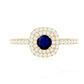 0.4 Carat Classic Blue Sapphire Double Halo Engagement Ring with Diamond