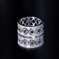 Art Deco Garnet Diamond Thick Wedding Band with Certificate
