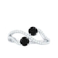Natural Black Onyx 2 Stone Promise Ring with Diamond