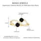 Natural Black Onyx 2 Stone Promise Ring with Diamond