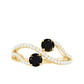 Natural Black Onyx 2 Stone Promise Ring with Diamond