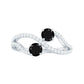 Natural Black Spinel 2 Promise Ring with Diamond