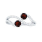Natural Garnet 2 Stone Engagement Ring with Diamond