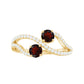 Natural Garnet 2 Stone Engagement Ring with Diamond