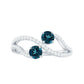 Anillo de promesa de topacio azul de Londres natural de 2 piedras con diamante