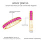 Anillo de media eternidad de zafiro rosa redondo creado en laboratorio con engaste de canal