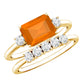 1 Carat Emerald Cut Fire Opal and Diamond Engagement Ring with Enhancer