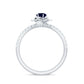 Real 0.9 Carat Blue Sapphire Rose Flower Engagement Ring with Diamond